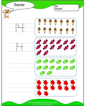 okul öncesi 1 sayısı çizgi çalışması